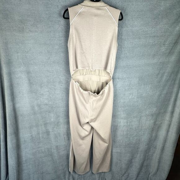 Spanx Air Essentials Jumpsuit Womens Large Ashwood Pique Comfort Travel Preppy - Picture 7 of 16